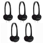 Koss KPH7 Black Lightweight Portable Headphones, 5 Pack